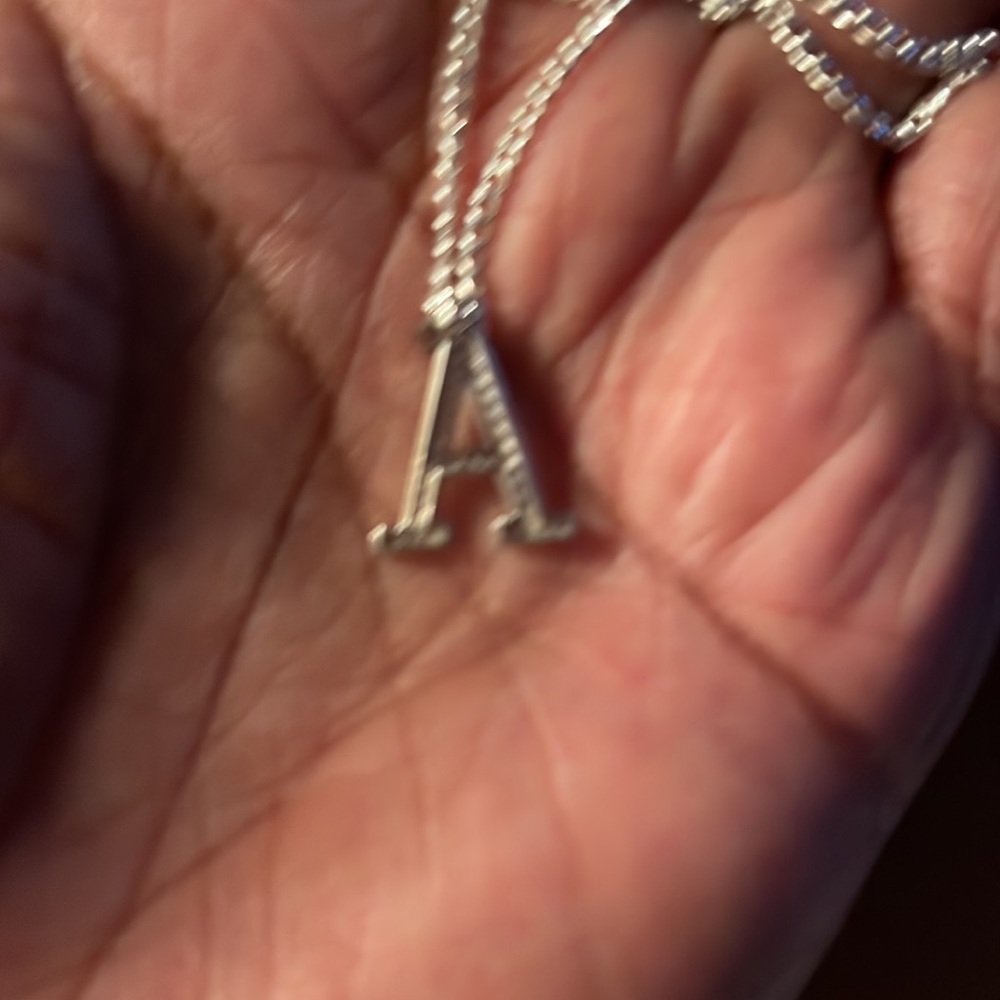 Sterling Silver 925 Letter “A” CZ Pendant Necklace - Picture 6 of 6